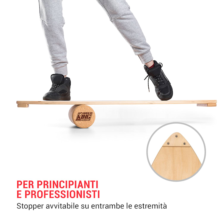Indoorboard Wave, Balance Board + Tappetino + Rullo, Legno/Sughero Linear