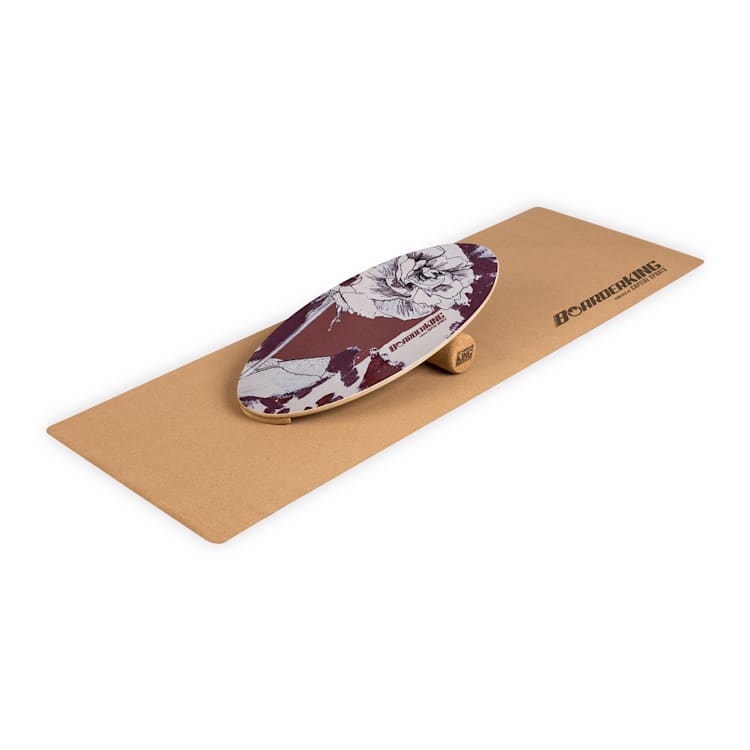 Indoorboard Allrounder balance board + mat + rol hout/kurk Floral