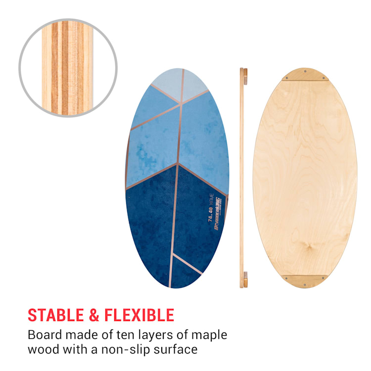 Indoorboard Allrounder Balance Board + Tapete + Rolo de Madeira / Cortiça n Glamour