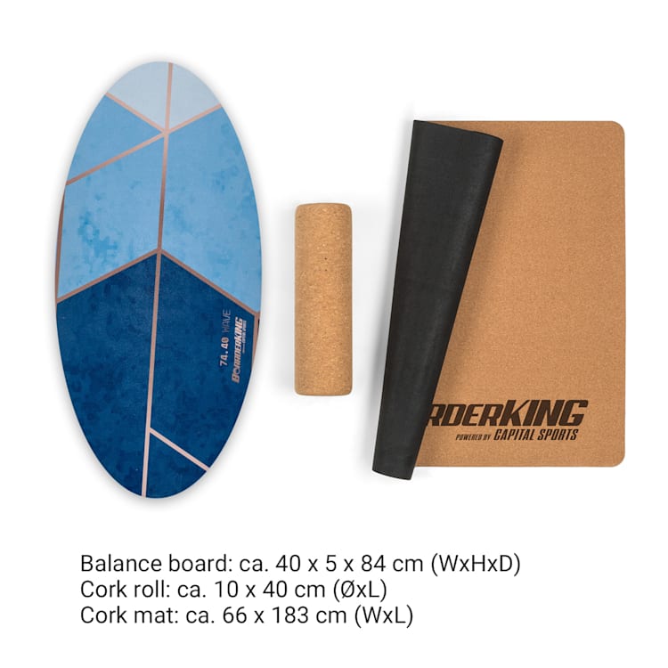 Indoorboard Allrounder Balance Board + Tapete + Rolo de Madeira / Cortiça n Glamour