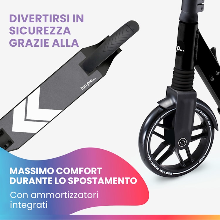 FIVE monopattino, a partire dai 10 anni, pieghevole, altezza regolabile, cinghia di trasporto, freno ad attrito