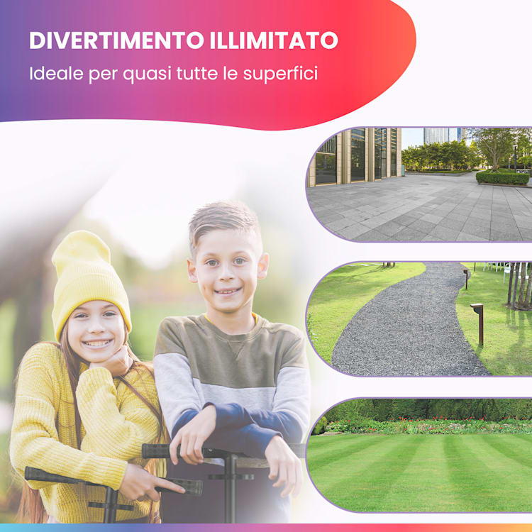 FIVE Deluxe monopattino, LED, a partire dai 10 anni, pieghevole, altezza regolabile, cinghia di trasporto, freno ad attrito