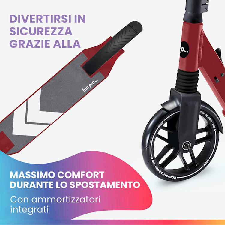 FIVE monopattino, a partire dai 10 anni, pieghevole, altezza regolabile, cinghia di trasporto, freno ad attrito