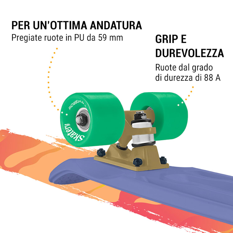 Mini Cruiser skateboard, trickboard, tavola in PP, 100kg, ruote a LED, PU, durezza: 88A