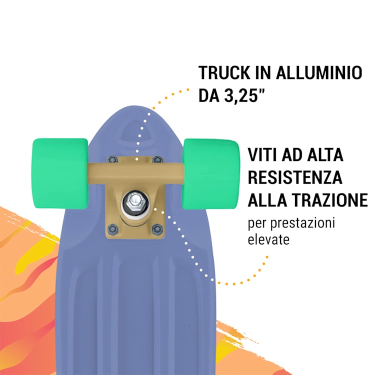 Mini Cruiser skateboard, trickboard, tavola in PP, 100kg, ruote a LED, PU, durezza: 88A