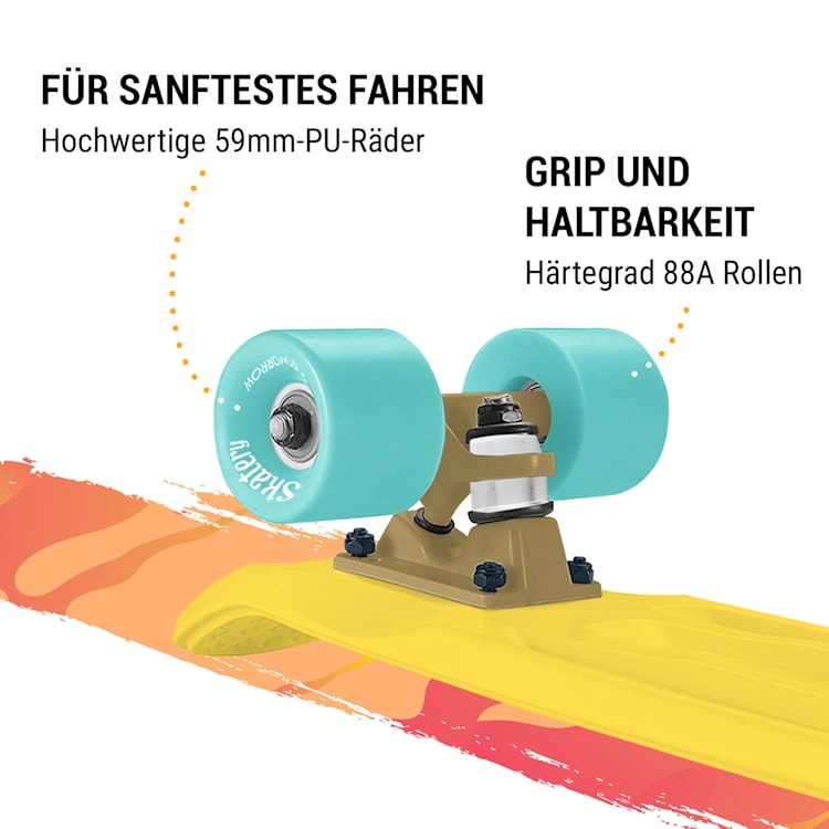 Mini Cruiser Skateboard Trickboard PP-Board 100kg LED-Rollen PU Härte: 88A Gelb | Blau