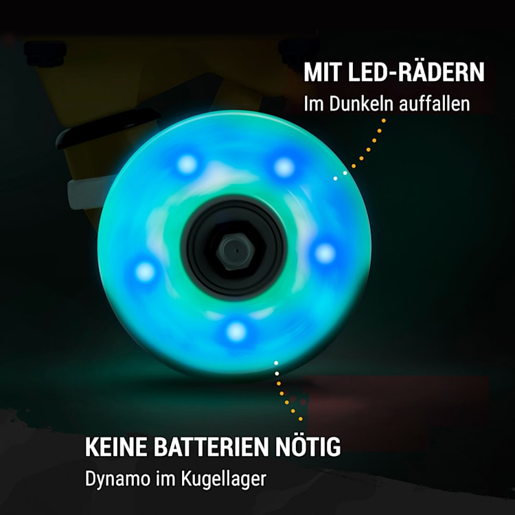 Mini Cruiser Skateboard Trickboard PP-Board 100kg LED-Rollen PU Härte: 88A Gelb | Blau
