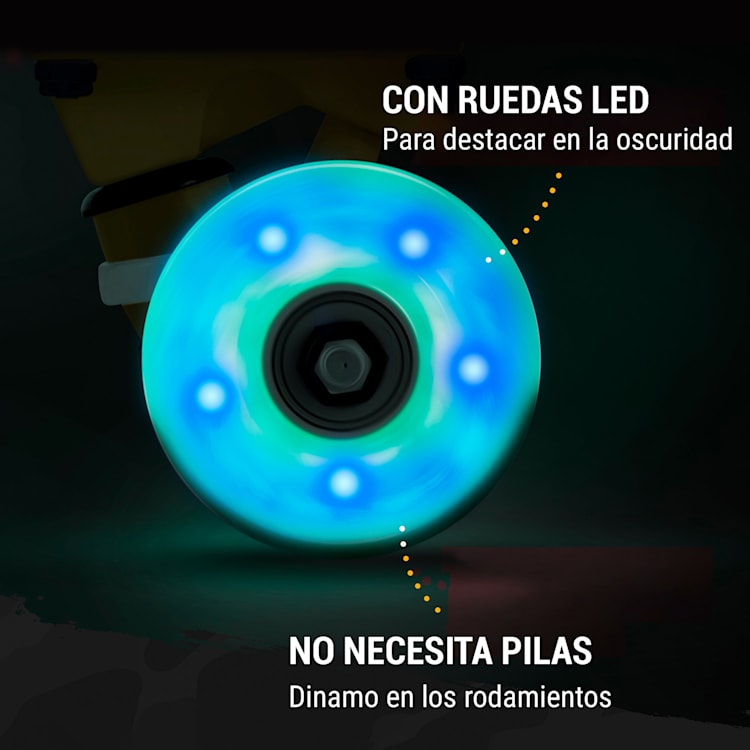 Mini Cruiser Monopatín Patinete de acrobacias Tabla de PP 100kg Ruedas con led Dureza PU: 88A Amarillo | Azul