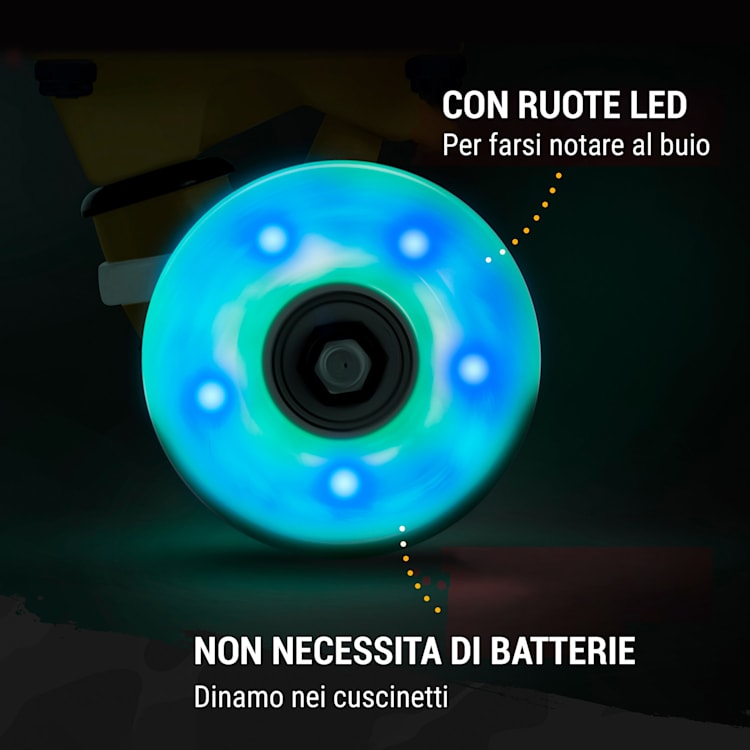 Mini Cruiser skateboard, trickboard, tavola in PP, 100kg, ruote a LED, PU, durezza: 88A