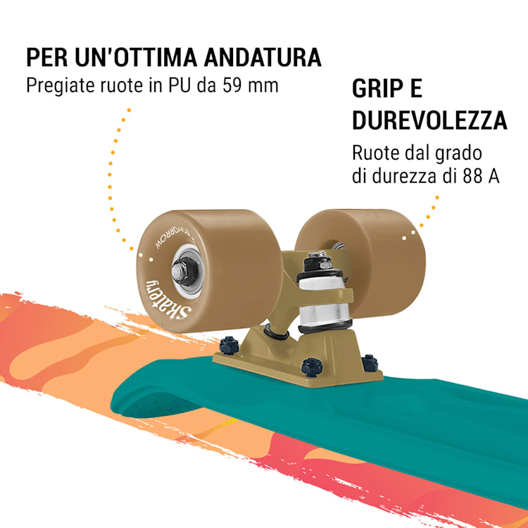Mini Cruiser skateboard, trickboard, tavola in PP, 100kg, ruote a LED, PU, durezza: 88A
