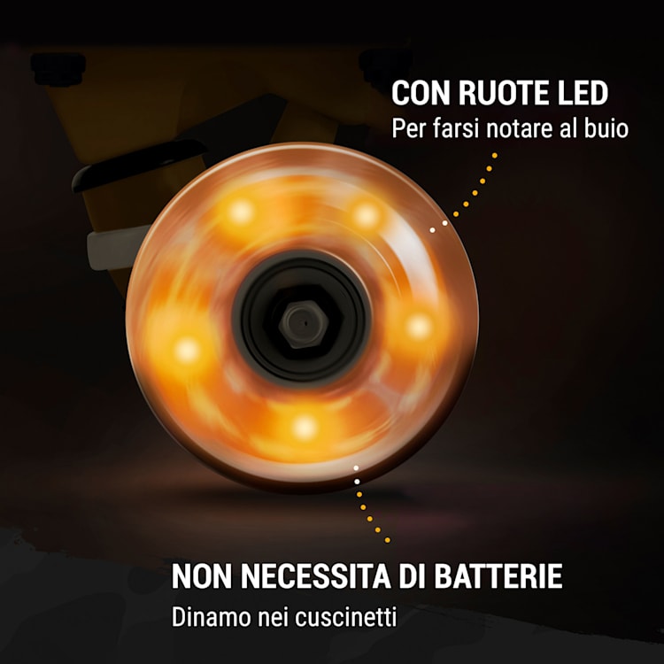 Mini Cruiser skateboard, trickboard, tavola in PP, 100kg, ruote a LED, PU, durezza: 88A Nero | Oro