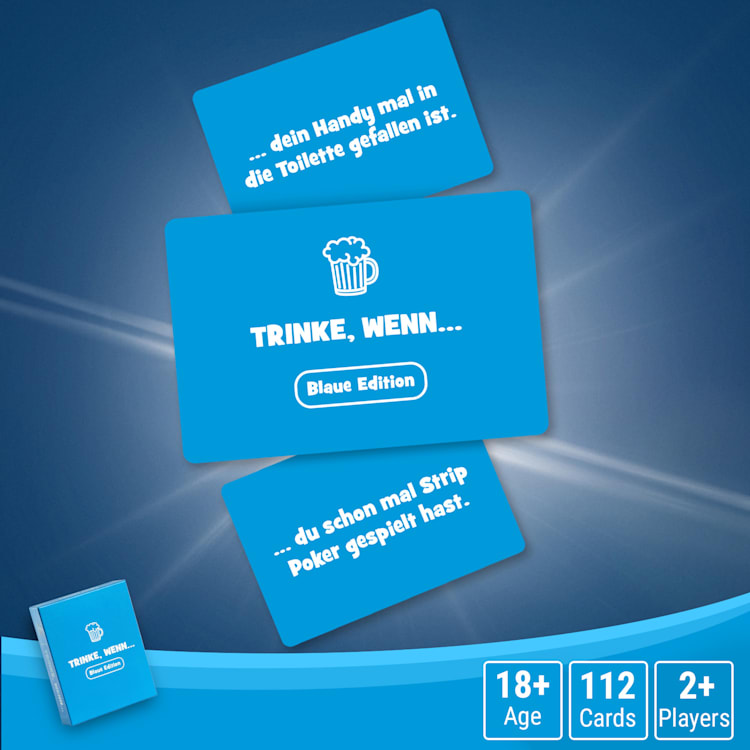 Trinke wenn... Blaue Edition Hra na pitie 100+ otázok Počet hráčov: 2+ Vek: od 18