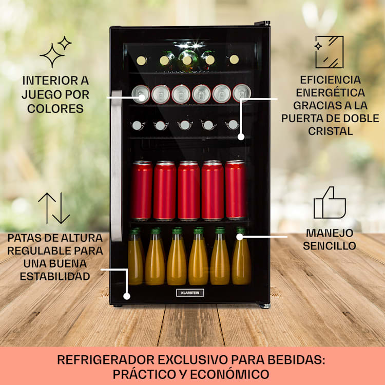 Beersafe 3XL Onyx Nevera, 98 litros, 4 estantes, puerta de cristal panorámica 98 L | Onyx