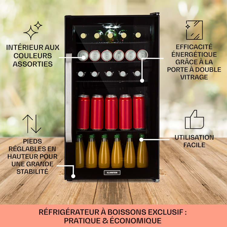 Beersafe 3XL Onyx koelkast 98 liter 4 schappen glazen panoramadeur 98 ltr | Onyx
