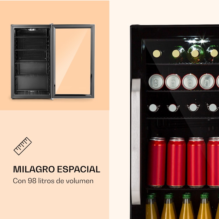 Beersafe 3XL Onyx Nevera, 98 litros, 4 estantes, puerta de cristal panorámica 98 L | Onyx