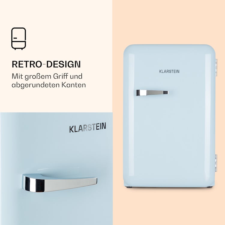 Audrey Retro-Kühlschrank 70 Liter 3 Regale 2 Türfächer Innenbeleuchtung Pastellblau