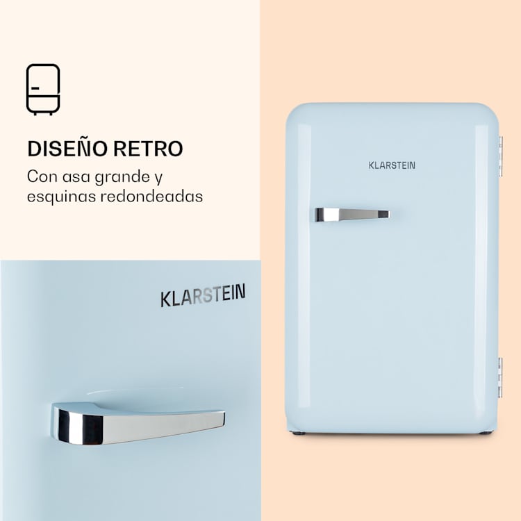Mini nevera retro Audrey 70 Litros 3 baldas 2 compartimentos en la puerta iluminación interior 70 L | Azul Pastel
