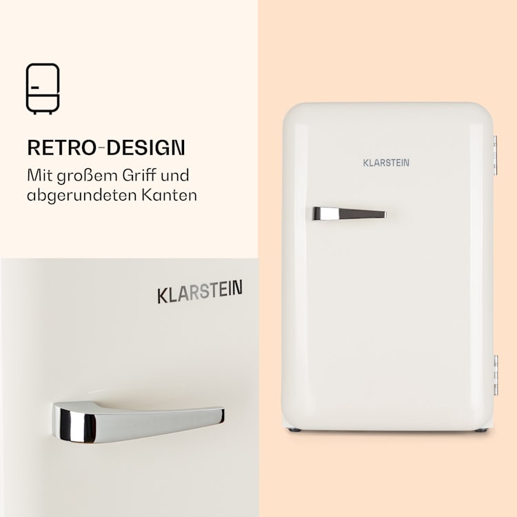 Audrey Retro-Kühlschrank 70 Liter 3 Regale 2 Türfächer Innenbeleuchtung Creme