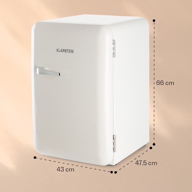 Audrey Retro-Kühlschrank 70 Liter 3 Regale 2 Türfächer Innenbeleuchtung Creme
