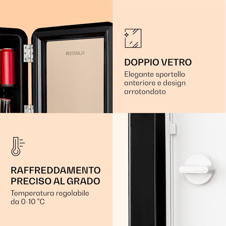 PopLife Nevera para bebidas de 0 a 10 °C diseño retro 48 L | Negro