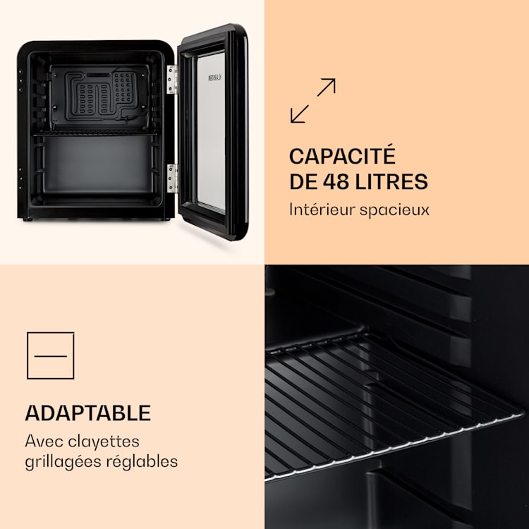 PopLife drankkoelkast koelkast 0-10°C retro-design 48 ltr | Zwart