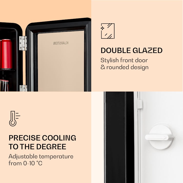 PopLife, chladnička na nápoje, 0-10°C, retro dizajn 48 litrov | Čierna