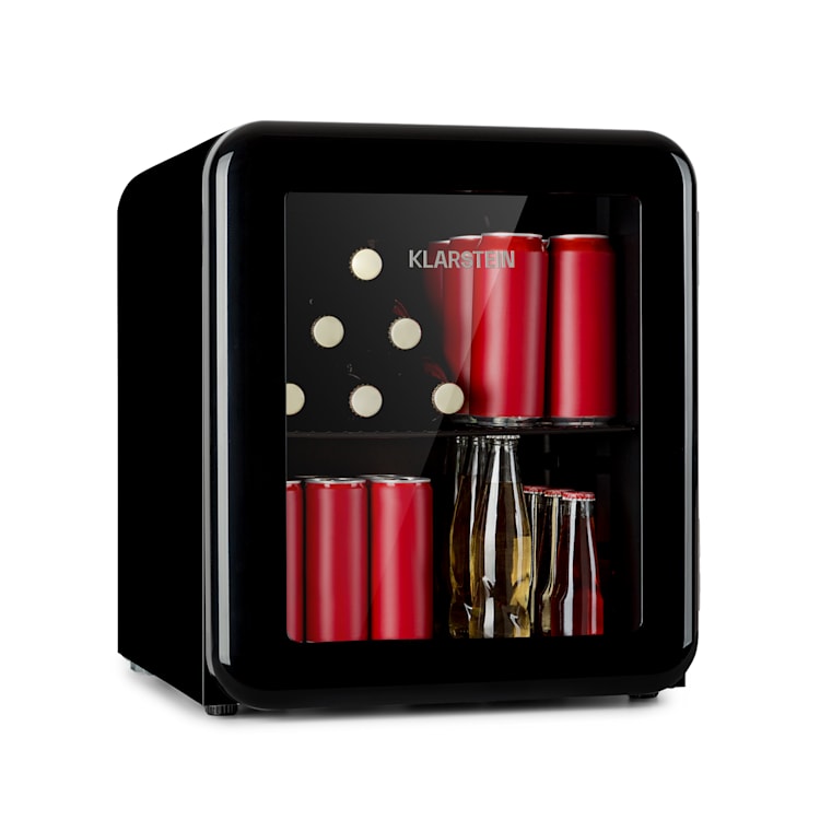 PopLife Getränkekühler Kühlschrank 0-10°C Retro-Design 48 Ltr | Schwarz