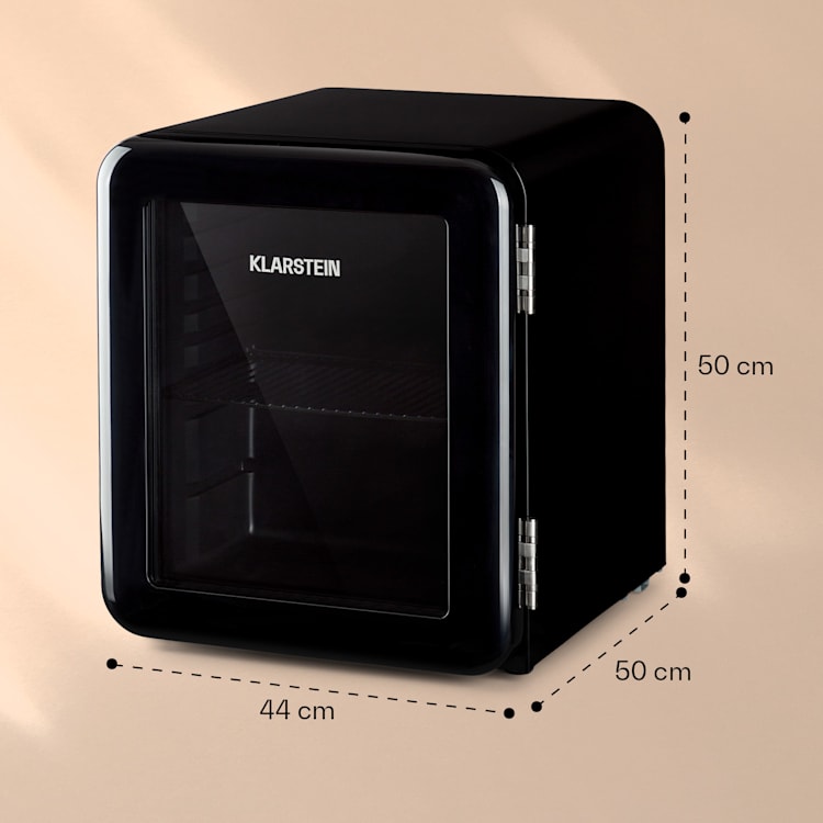 PopLife Getränkekühler Kühlschrank 0-10°C Retro-Design 48 Ltr | Schwarz
