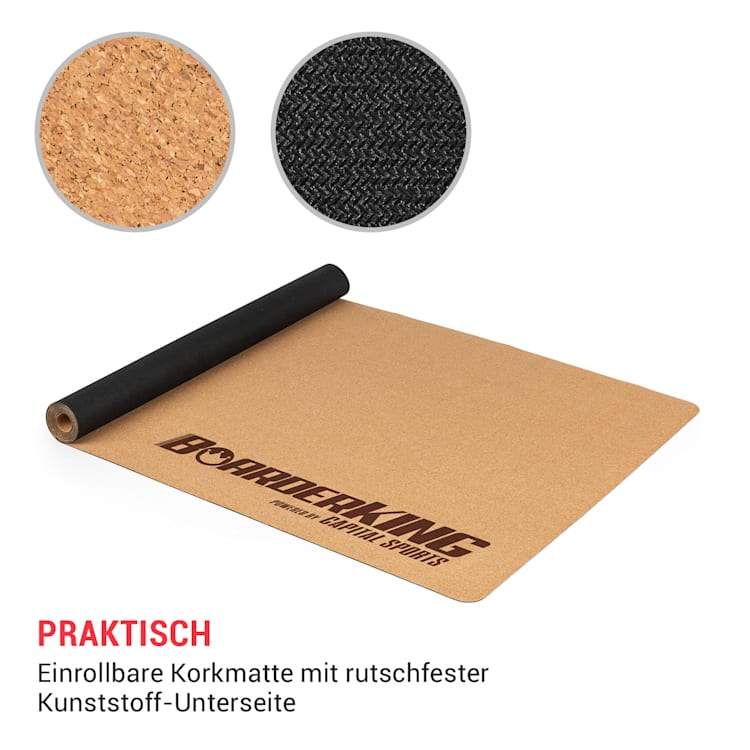 Indoorboard Curved Balance Board + Matte + Rolle Holz / Kork