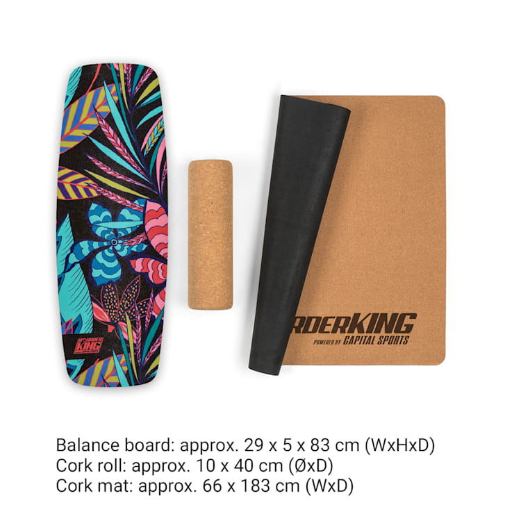 Indoor board Curved balance board + mat + roller hout / kurk Expressionist