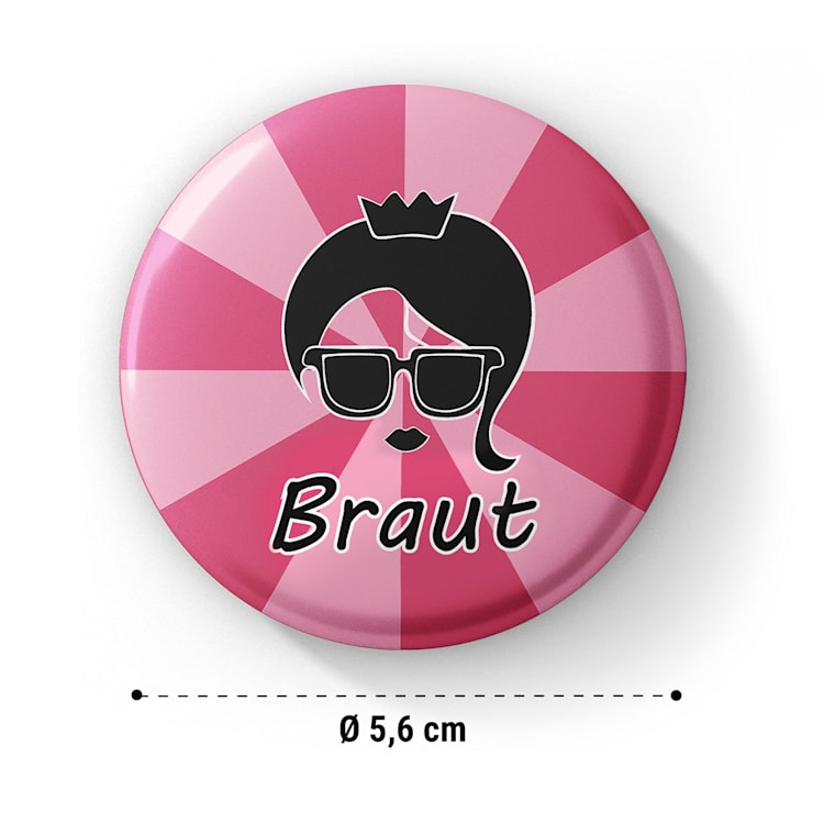 Odznaky Braut Vintage pink Rozlúčka so slobodou 12 odznakov 5,6 cm extra veľké Darček na dievčenskú rozlúčku so slobodou