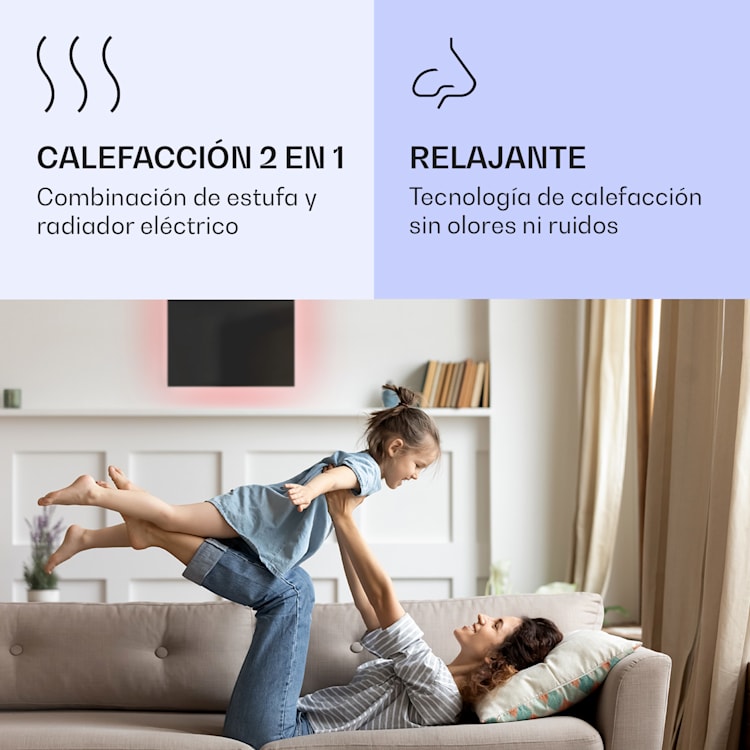 Mojave 500 calentador inteligente 2 en 1 Convector de infrarrojos 60 x 60 cm 500 W con luz RGB 500 W (60 x 60 cm) | Negro