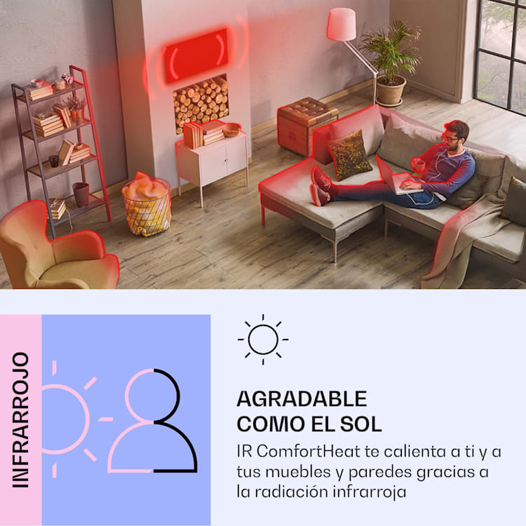 Mojave 500 calentador inteligente 2 en 1 Convector de infrarrojos 60 x 60 cm 500 W con luz RGB 500 W (60 x 60 cm) | Negro