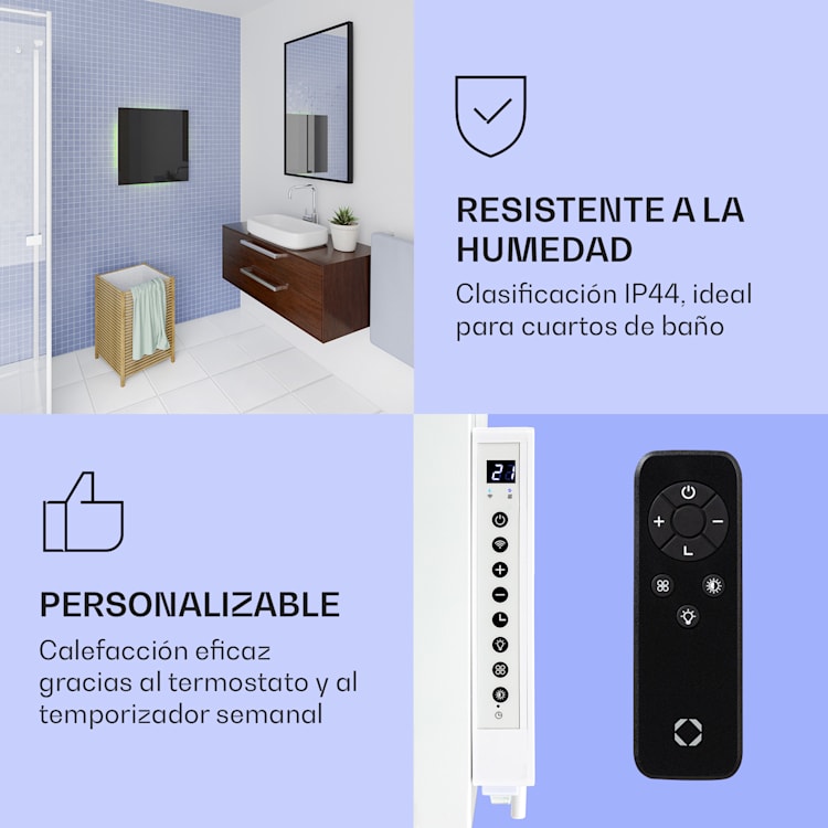 Mojave 500 calentador inteligente 2 en 1 Convector de infrarrojos 60 x 60 cm 500 W con luz RGB 500 W (60 x 60 cm) | Negro
