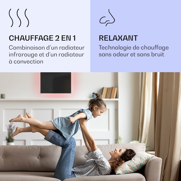 Mojave 500 smart 2-in-1 verwarming infrarood convector 60x60 cm 500 W RGB-licht 500 W (60 x 60 cm) | Zwart