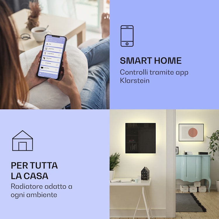 Mojave Smart 500 - Stufa 2 in 1 a infrarossi e a convezione, 60 x 60 cm, 500 W, luce RGB 500 W (60 x 60 cm) | Nero