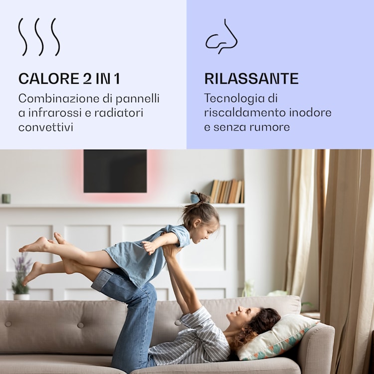 Mojave Smart 500 - Stufa 2 in 1 a infrarossi e a convezione, 60 x 60 cm, 500 W, luce RGB 500 W (60 x 60 cm) | Nero