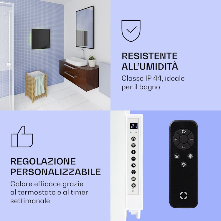 Mojave Smart 500 - Stufa 2 in 1 a infrarossi e a convezione, 60 x 60 cm, 500 W, luce RGB 500 W (60 x 60 cm) | Nero