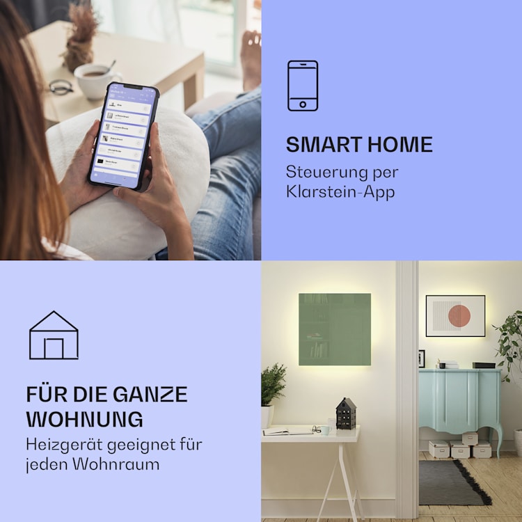 Mojave 500 smart 2-in-1 Heizgerät Infrarot Konvektor 60x60cm 500W RGB-Licht 500 W (60 x 60 cm) | Blattgrün
