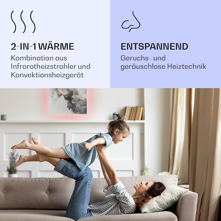 Mojave 500 smart 2-in-1 Heizgerät Infrarot Konvektor 60x60cm 500W RGB-Licht 500 W (60 x 60 cm) | Marmor