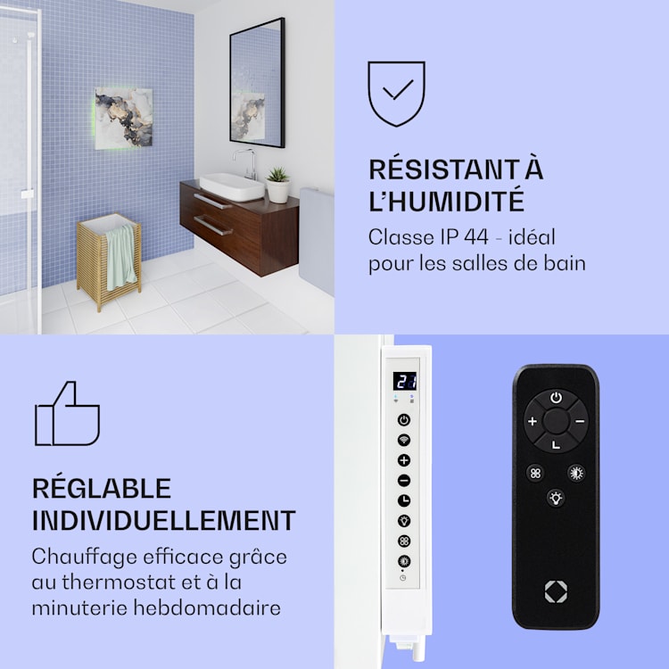 Mojave 500 smart Radiateur 2 en 1 convecteur infrarouge 60x60cm 500W lumière RVB 500 W (60 x 60 cm) | marbre
