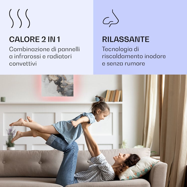 Mojave Smart 500 - Stufa 2 in 1 a infrarossi e a convezione, 60 x 60 cm, 500 W, luce RGB 500 W (60 x 60 cm) | marmo