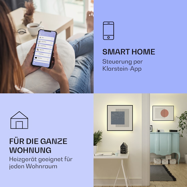 Mojave 500 smart 2-in-1 Heizgerät Infrarot Konvektor 60x60cm 500W RGB-Licht 500 W (60 x 60 cm) | Mehrfarbig