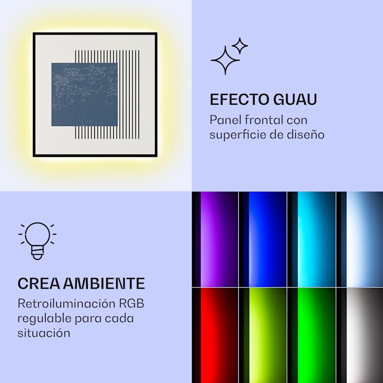 Mojave 500 calentador inteligente 2 en 1 Convector de infrarrojos 60 x 60 cm 500 W con luz RGB 500 W (60 x 60 cm) | Multi