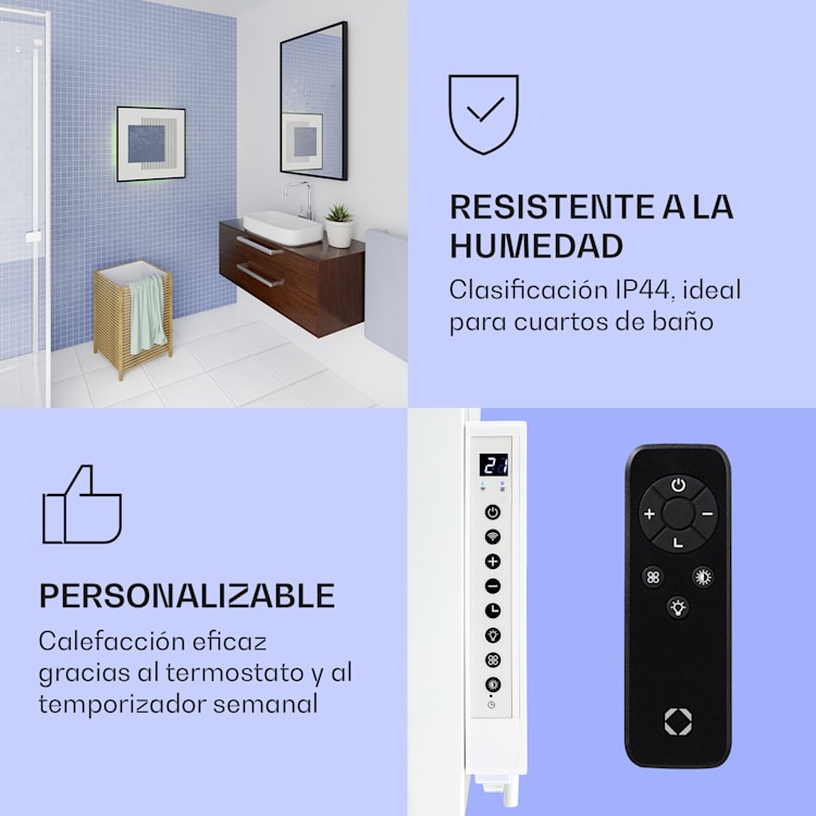 Mojave 500 calentador inteligente 2 en 1 Convector de infrarrojos 60 x 60 cm 500 W con luz RGB 500 W (60 x 60 cm) | Multi