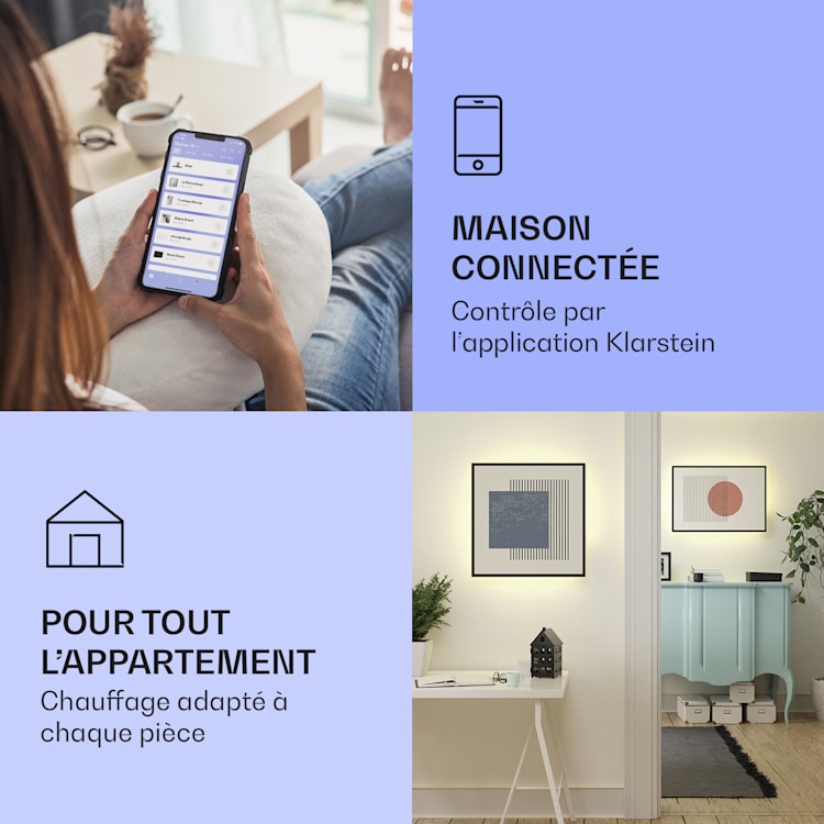 Mojave 500 smart Radiateur 2 en 1 convecteur infrarouge 60x60cm 500W lumière RVB 500 W (60 x 60 cm) | Multi