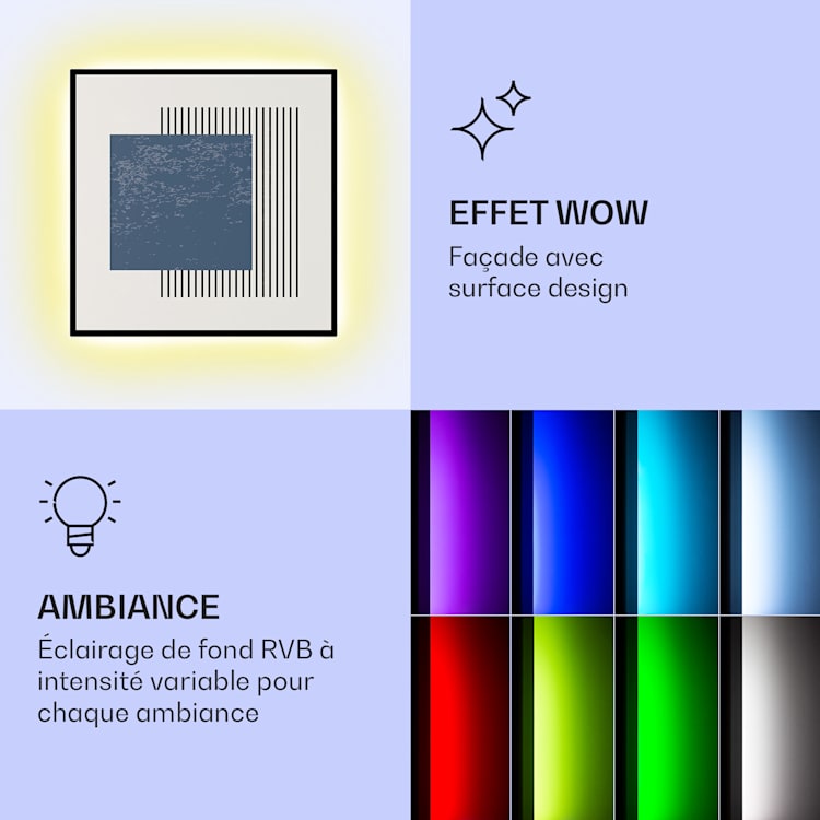 Mojave 500 smart Radiateur 2 en 1 convecteur infrarouge 60x60cm 500W lumière RVB 500 W (60 x 60 cm) | Multi