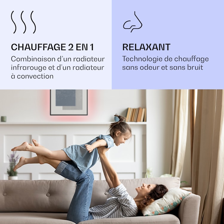 Mojave 500 smart Radiateur 2 en 1 convecteur infrarouge 60x60cm 500W lumière RVB 500 W (60 x 60 cm) | Multi