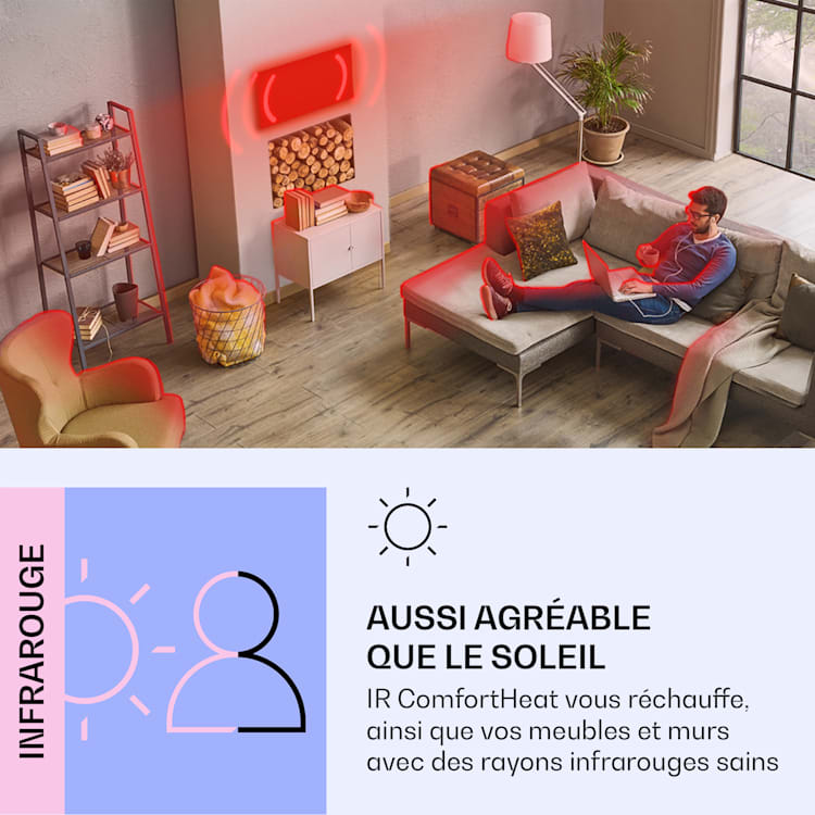 Mojave 500 smart Radiateur 2 en 1 convecteur infrarouge 60x60cm 500W lumière RVB 500 W (60 x 60 cm) | Multi