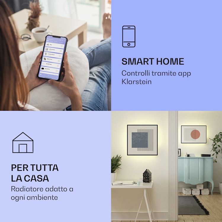 Mojave Smart 500 - Stufa 2 in 1 a infrarossi e a convezione, 60 x 60 cm, 500 W, luce RGB 500 W (60 x 60 cm) | Geometric
